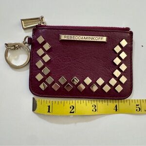 Rebecca Minkoff Burgundy Studded Leather Zipper Wallet Gold Hardware GUC